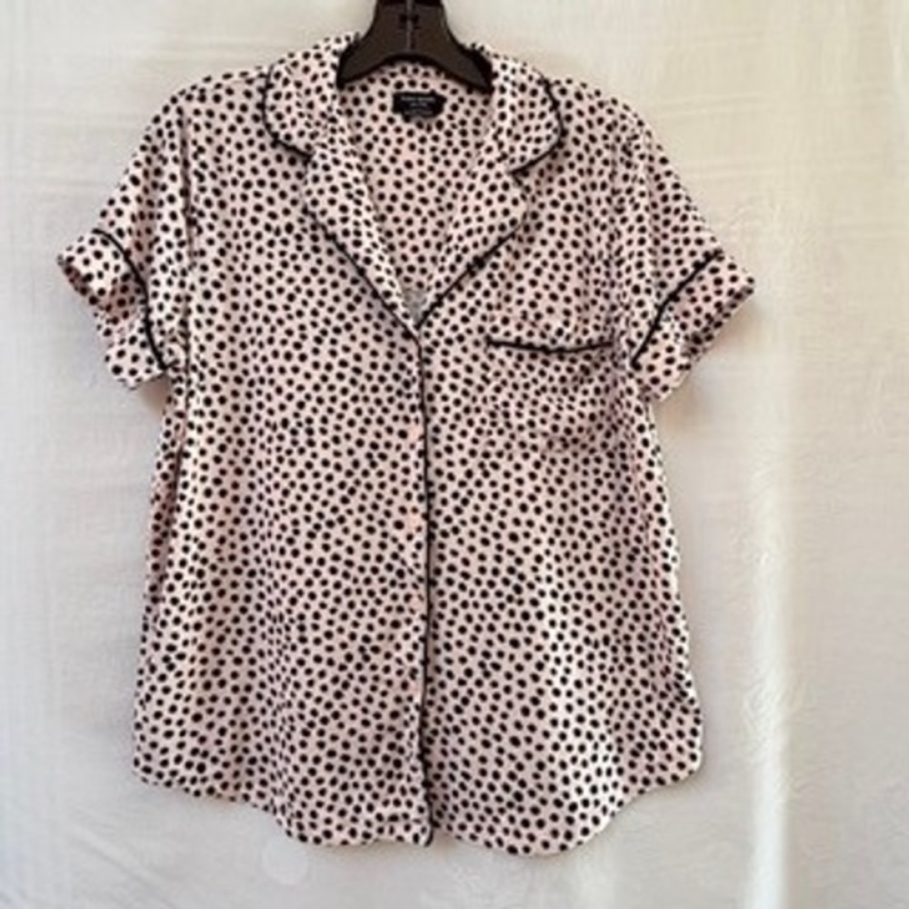 Kate Spade New York Pink Polka Dot Pajama Top Womens Medium Short Sleeve Cozy